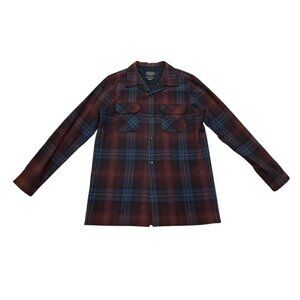 Men’s Pendleton Original Board Shirt Wool Flannel Burgundy Navy Plaid